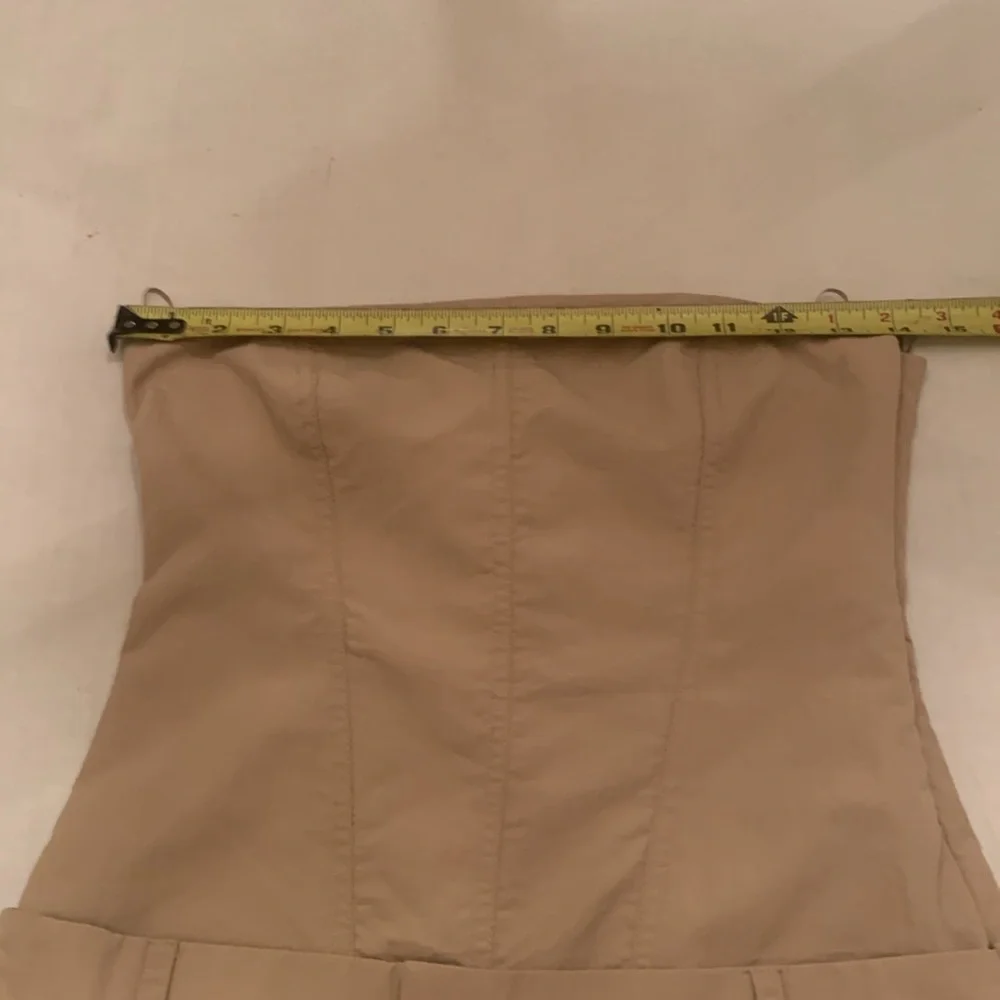 NWOT ZARA WOMEN BEIGE STRAPLESS WIDE LEG JUMPSUIT  Size XS - Picture 3 of 9